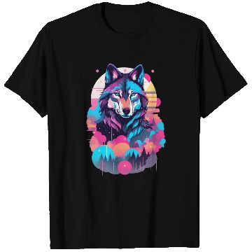 Discover Vaporwave Wolf T Shirts - Neon Blue Eyes