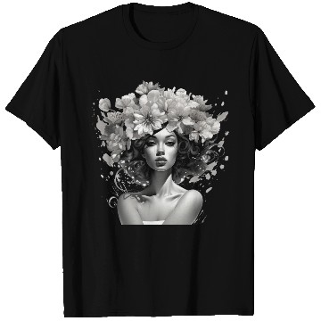 Discover Woman with flowers on her head T Shirts
