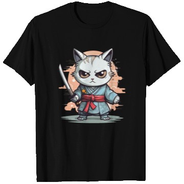 Discover Cute Samurai Cat Kawaii Japanese Ronin Aesthetic A T Shirts