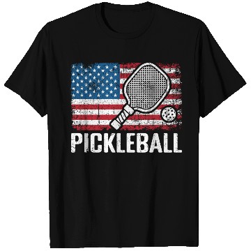 Discover US Flag Pickleball T Shirts