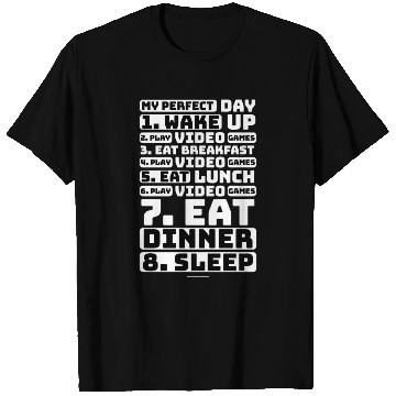 Discover My Perfect Day Gamer Funny daily Routine T Shirts