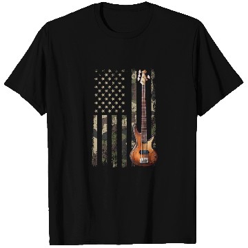 Discover bass guitar american flag, funny bass player T Shirts