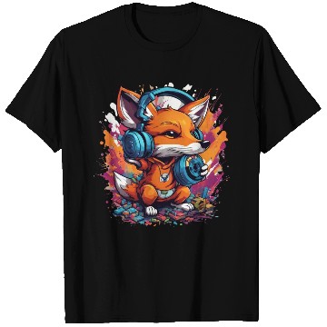 Discover Fox with Graffiti Headphones Playing Yoyo T Shirts