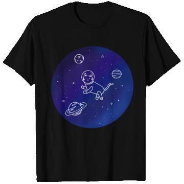 Discover Doodle-Style Hand Drawn Space Cat T Shirts