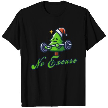 Discover No excuse, funny christmas tree on gym T Shirts