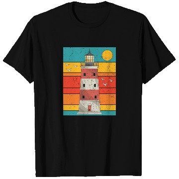 Discover Retro full moon sea gift lighthouse T Shirts