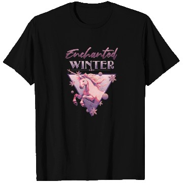 Discover Enchanted Winter 80s Retro Lilac Unicorn T Shirts