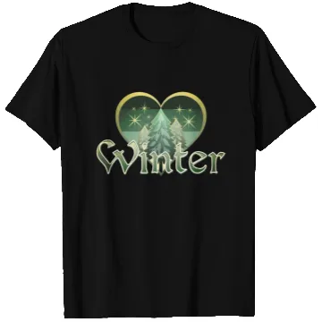 Discover Winter Heart Evergreen Retro Sunset T Shirts