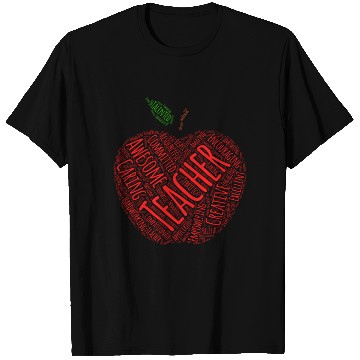 Discover Creative Teacher Red Apple Word Art T Shirts