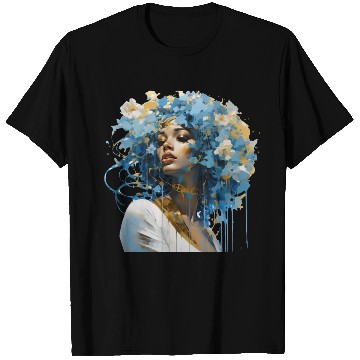 Discover Blue haired floral lady T Shirts
