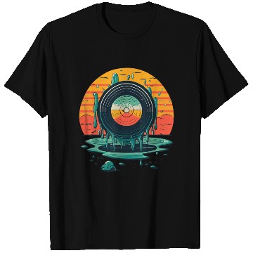 Discover Melting Vinyl Record Sunset Music Lover Vintage T Shirts