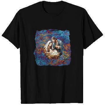 Discover Nativity scene with Mary Joseph Baby Jesus T Shirts
