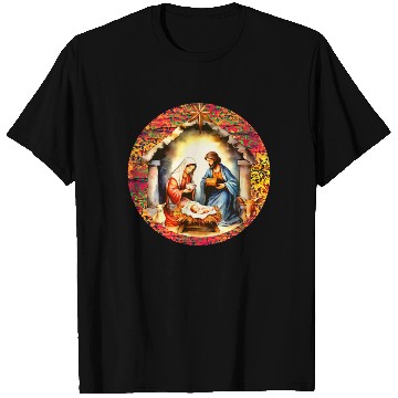 Discover Nativity scene with Mary Joseph Baby Jesus T Shirts