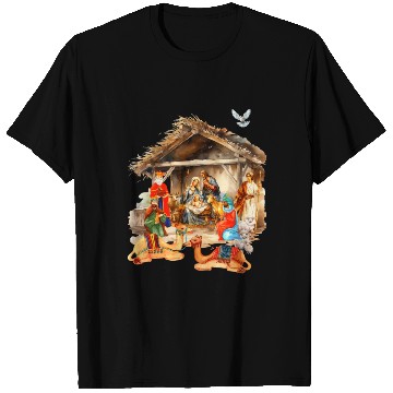 Discover Nativity scene with Mary Joseph Baby Jesus T Shirts