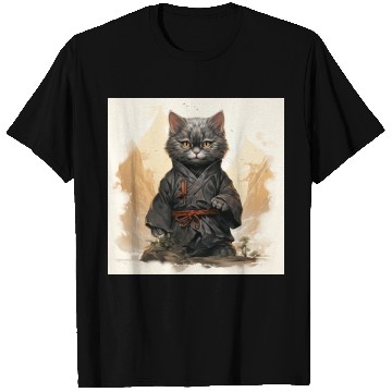 Discover Cute Ninja Cat Happy Japanese Art T Shirts