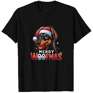 Discover Xmas Dog Merry Woofmas Christmas Doberman T Shirts