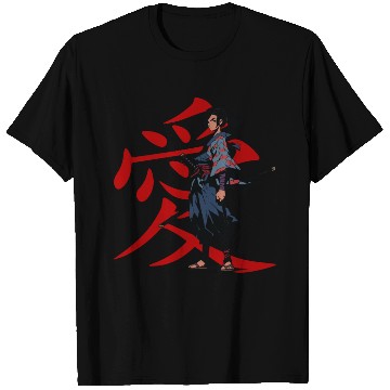 Discover Samurai and sword and text red color T Shirts