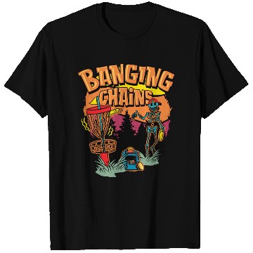 Discover Banging Chains Skeleton With Golf Discs For Men T Shirts