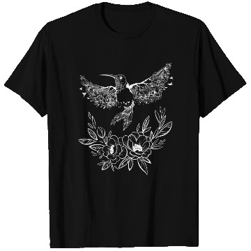 Discover Hummingbird Flowers Tree Nature White Bird Flies T Shirts
