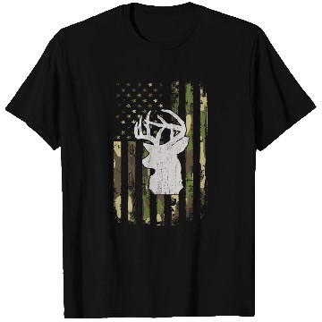 Discover Buck Deer Hunting Camouflage Flag Hunter T Shirts