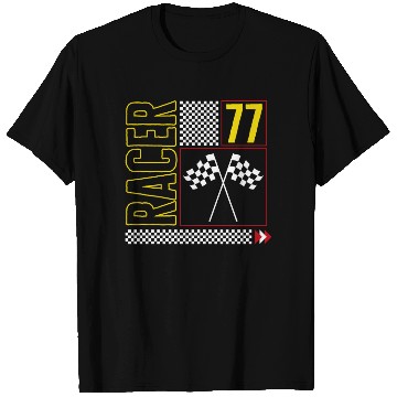 Discover Halloween T Shirts, Racer 77 Checked Flag Design T Shirts