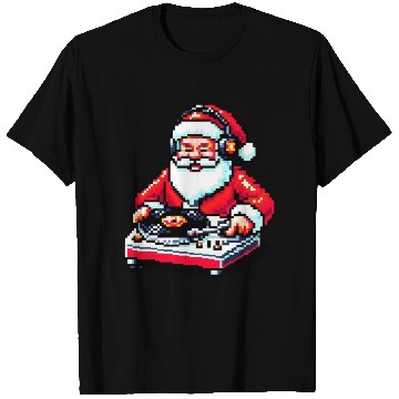 Discover Retro 8-Bit DJ Santa: A Festive Musical Spin T Shirts