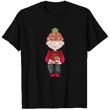 Discover little boy with bobble hat and candy cane T Shirts