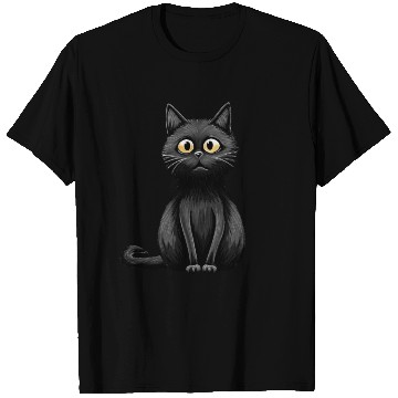 Discover A midnight-colored cat with captivating amber eyes T Shirts