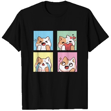 Discover four cute cat reaction T Shirts