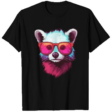 Discover Colorful Neon Ferret Wearing Sunglasses T Shirts
