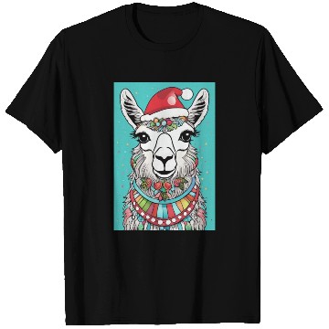 Discover Cute llama with Christmas Hat D83C DF85 T Shirts
