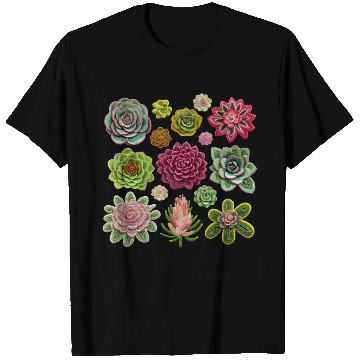 Discover Whimsical Fake Embroidered Succulents Design T Shirts