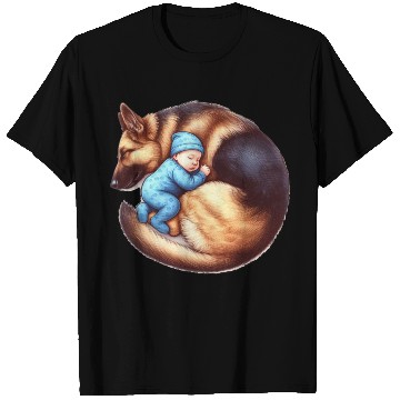 Discover Sleeping Baby and German Shepherd Design T Shirts