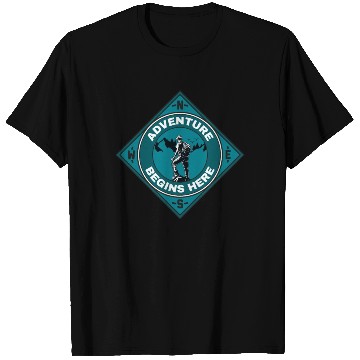 Discover Adventure Begins Here Mountain Hiking Climbing T Shirts