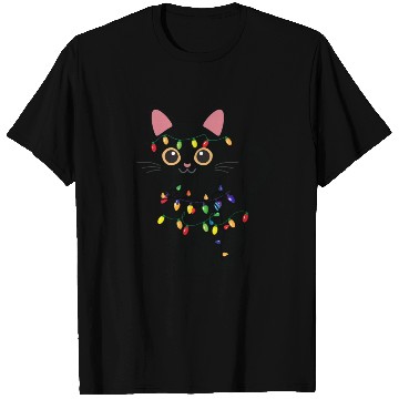 Discover Christmas Cat Black T Shirts