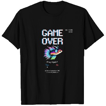 Discover 8 bit Arcade Retro Game Over Betta Fish T Shirts