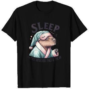 Discover Sleepy Capybara in Comfy Pajamas T Shirts