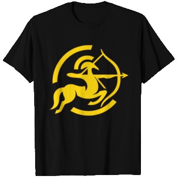 Discover Zodiac Sagittarius Arc Icon Minimalistic Gold T Shirts