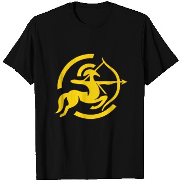 Discover Zodiac Sagittarius Arc Icon Minimalistic Gold T Shirts