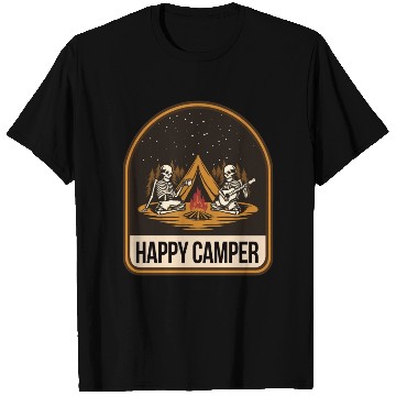 Discover Happy Camper Skeleton Campfire Tent T Shirts