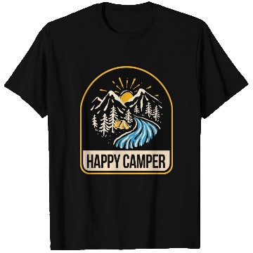 Discover Happy Camper Camping Campfire Tent T Shirts