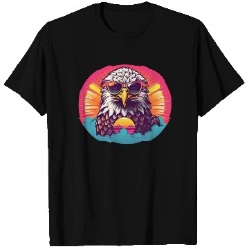 Discover Retro Neon eagle - Retro sunset T Shirts