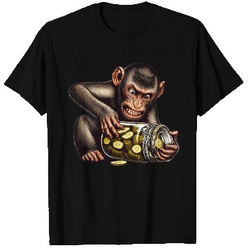 Discover Angry monkey with cucumber jar T Shirts