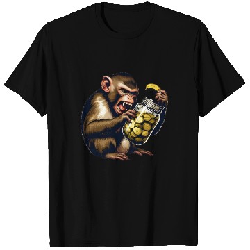 Discover Angry monkey with cucumber jar T Shirts