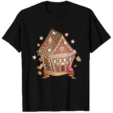 Discover beautifully decorated gingerbread house for XMAS T Shirts