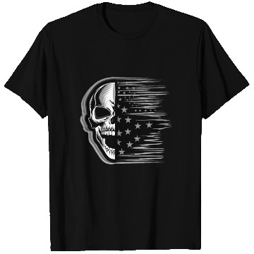 Discover Skull on US Flag T Shirts
