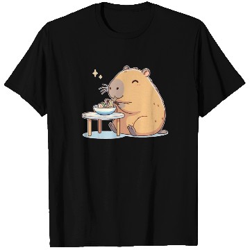 Discover Cute Capybara Eats Ramen Noodles Capybara Ramen T Shirts