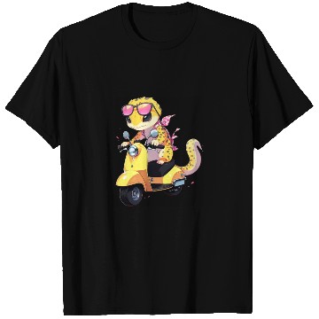 Discover Leopard Gecko on Scooter Funny Lizard Biker Moped T Shirts