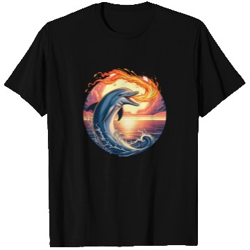 Discover Fire-breathing dolphin sunset T Shirts