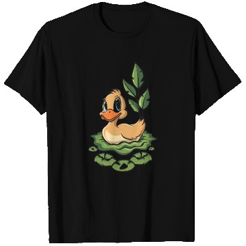 Discover cute duck swimming in a swamp T Shirts